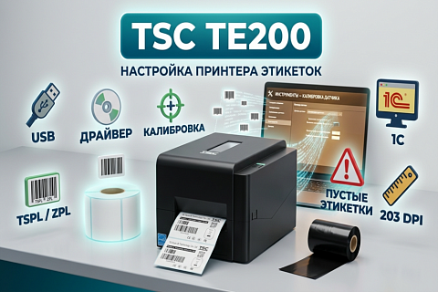 TSC TE200: как настроить принтер этикеток — драйвер, калибровка и частые ошибки