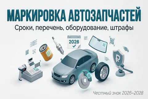 🔧 Обязательная маркировка автозапчастей в 2026–2028 годах: перечень, сроки, оборудование и штрафы