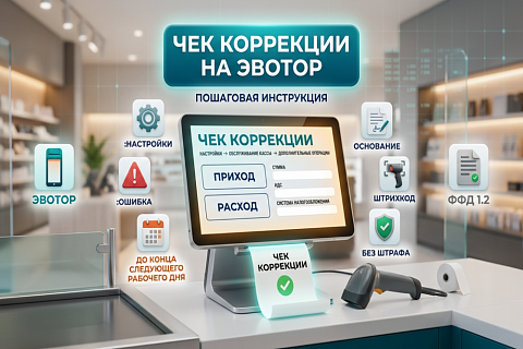 Чек коррекции на Эвотор: как оформить правильно в 2026 году